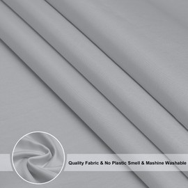 EurCross Grey Shower Curtains Mould Proof Resistant Washable, Quick Dry Water-resistant Fabric Bathroom Shower Curtain 180 x 180cm Drop with 12 Plastic Hooks