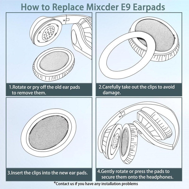 HAIZEEN Ear Pads Compatible with Mixcder E9 / E8 /