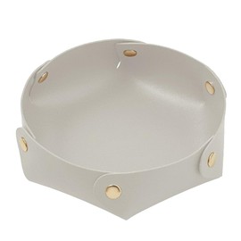 Aitoubil Leather Jewelry Valet Tray,Portable Entryway Table Nightstand Desk Tray Catchall Travel Plate Organizer for Phone, Keys, Wallet, Watch,Coin (Light Grey)