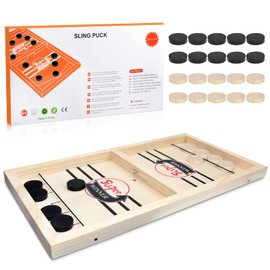BAKAM Super Fast Sling Puck Game, Portable Table Hockey Game for Kids and Adults, Tabletop Slingshot Games Toys for Boys and Girls, Desktop Sport Board Game for Family Game Night Fun (Large Winner)