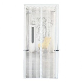 Striped White Magnetic Screen Door for Entryways Door Mosquito Net 100x200
