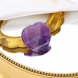 GUJOXILA Amethyst Worry Stone Stress Relief Healing Crystals Gemstones Gifts for Women Heart Meditation Polished Reiki Balancing Pocket Massage Crystal