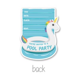 Opomzk Swim Pool Party Invitations with Envelopes, 20 Set Pool Unicorn Invitations Birthday Baby Shower Party Invites Supplies Favors, Double-Sided