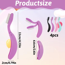 4 PCS Metal Foldable Eyelash Comb Eyebrow Mascara Applicator Eyelash Comb Separator Eyebrow Makeup Brush Tool for Defined Lashes Precise Brow Shaping