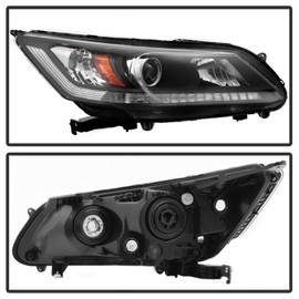 ACANII - For [Halogen Model w/o LED DRL] 2013-2015 Honda Accord Sedan Chrome Housing Headlights Headlamps Set Left+Right