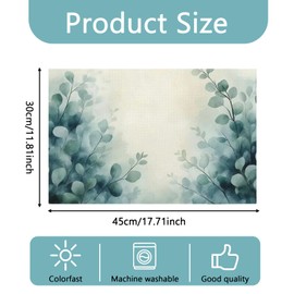 BSITSSS Pack of 4 Eucalyptus Place Mats, 30 x 45 cm Washable Green Summer Eucalyptus Placemats for Summer Wedding Baby Shower Kitchen Party Decoration