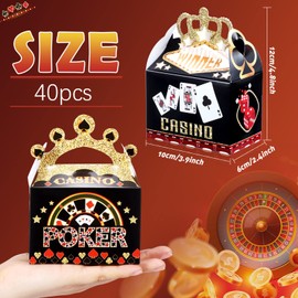 Zonon 40 Pieces Casino Theme Party Boxes Las Vegas Treat Boxes Casino Party Decorations Paper Poker Gift Boxes for Birthday Party Favor Las Vegas New Year Prom Party Supply