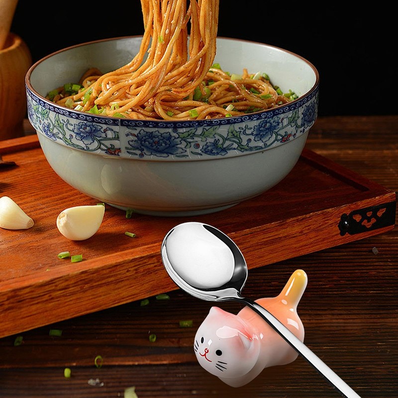Cute Cat Chopsticks Rest | Ceramic Chopsticks Holder Desk Ornament
