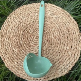 SKPYFD 2 In 1 Kitchen Ladle Soup Pan Spoon with Filter Strainer (Green)