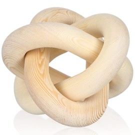 Yalikop 3 Link Wood Knot Decor - Hand Carved Coffee Table Decoration, Boho Chain Link Decor, Modern Shelf, Rustic Objects for Home Living Room Bedroom(Natural)