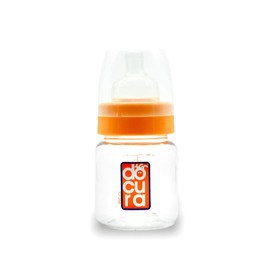DOCURA - Mamila Para Bebé De 5 oz/150ml Con Boca Ancha, Biberón Con Flujo Lento De Silicón Líquido, Anti cólicos, Libre de BPA, Naranja