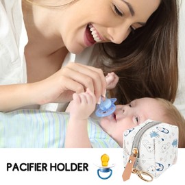 SONARIN Portable dummy box for baby with closure for changing bags, PU dummy holder, dummy storage box for storing 2 dummies (penguin)