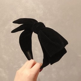 HARGIO Women's Headband Ribbon, Velour Material, Hair Access, Headdress, Hair Ribbon, Black, Black, Mass Production, Subculture Mine, Korean, Lolita, Gothic Lolita, Gothic Lolita, Hair Ornament, Small Face, Cute, Stylish, Popular, Present