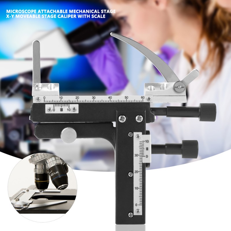 Microscope Attachable Mechanical Stage X-Y Moveable Stage Caliper With Scale