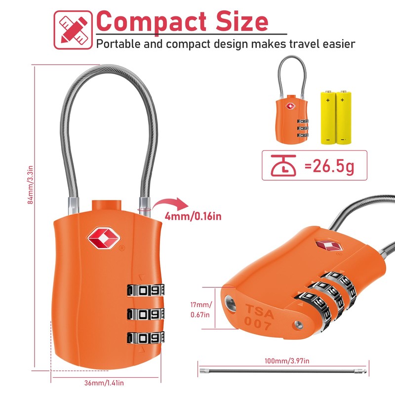 NAGE Luggage Locks, 3-Digit Security Suitcase Padlocks, Luggage Locks for