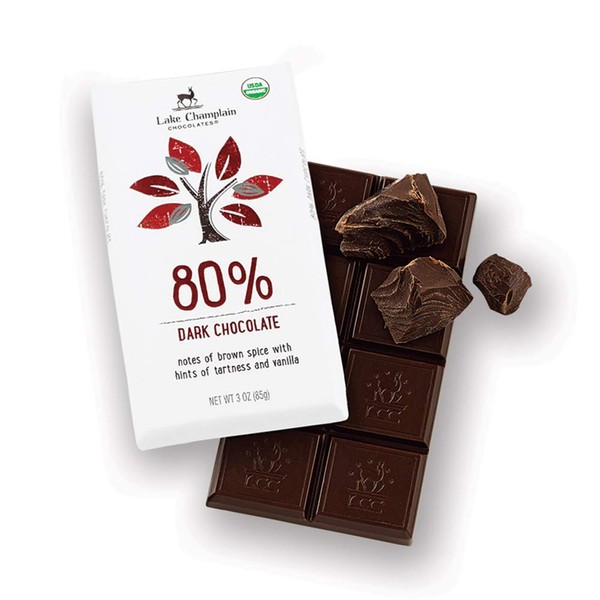 Lake Champlain 80% Cocoa Super Dark Organic Chocolate Bar, 3 Ounces