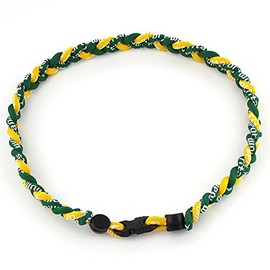 MapofBeauty 18" Three Braided Rope Sport Tornado Necklace (Green/Yellow)
