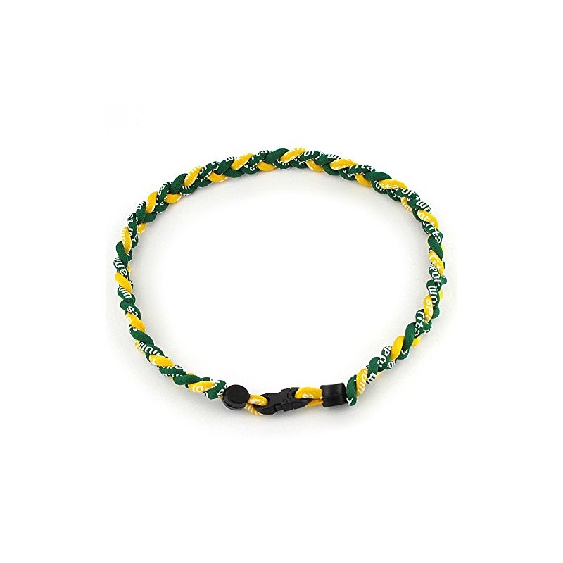 MapofBeauty 18" Three Braided Rope Sport Tornado Necklace (Green/Yellow)