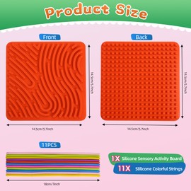 Sensory Toy Autism 5.7 x 5.7 Inch, Activity Game Children, Fidget Toys, Push Peel Sensory Board, Ddluck Sensory Activity Board, Sensory Toys for Kids 3+ & Adults with Travel Bag & 11 Strings