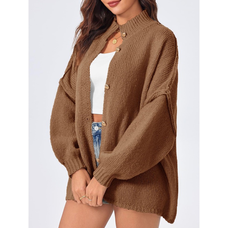 Saodimallsu Womens Oversized Cardigans Long Lantern Sleeve Button Down Chunky