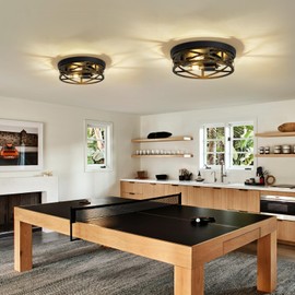 ZHU YAN 2 Pack Flush Mount Ceiling Light,3-Light Vintage Farmhouse Ceiling Light Fixture,Kitchen Lighting Fixtures Ceiling,Light Fixtures Ceiling Mount for Hallway,Entryway,Bedroom,E26 Base