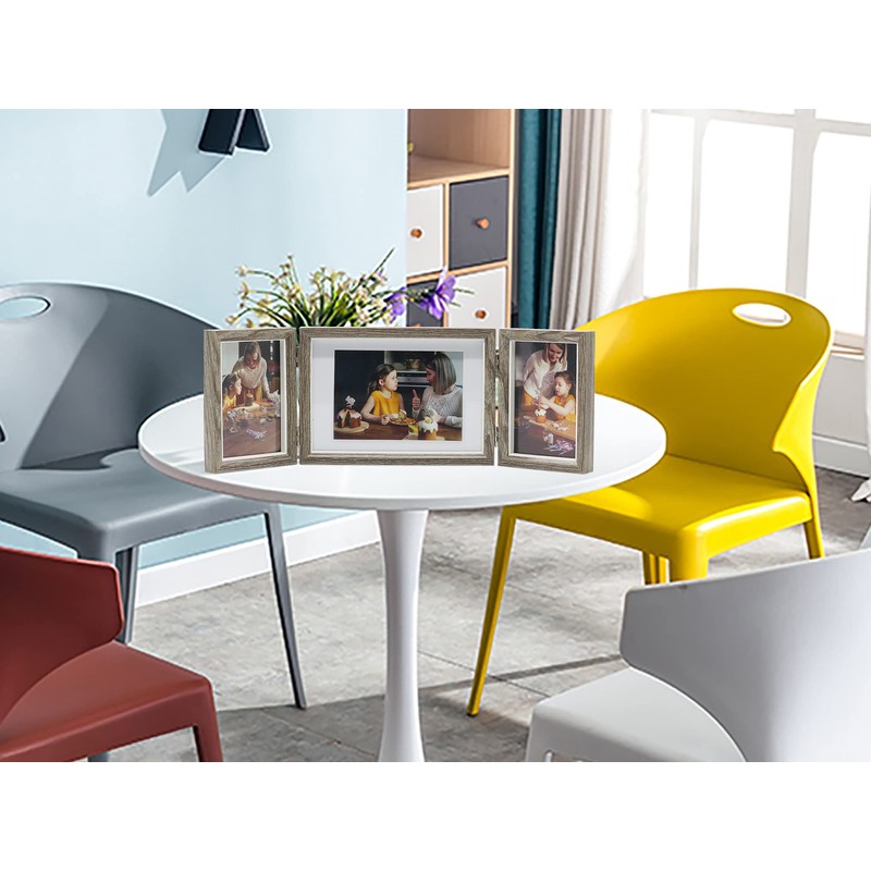 Smiling Art Foldable Photo Frame for 3 Landscape and Portrait