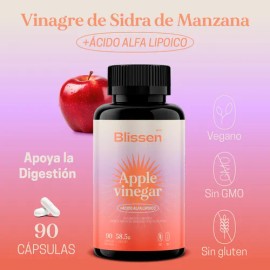 Blissen Cápsulas de Vinagre Orgánico de Sidra de Manzana con Ácido Alfa Lipóico - 90 Cápsulas con Ingredientes 100% Naturales y Sin Azúcar - Potente Antioxidante