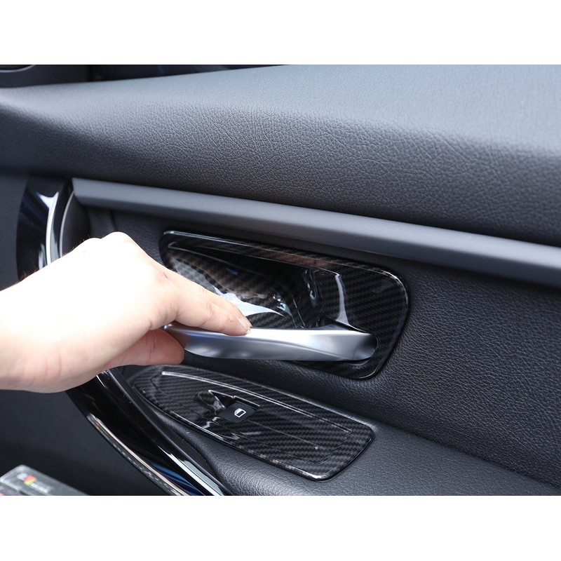 metyoucar Interior Door Handle Bowl Trim Carbon Fiber Style