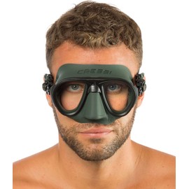 CRESSI SCUBA Free Diving Mask [CALIBRO DS429850] Fog Stop System, Dual Frame Construction, Small Contents, Green/Black