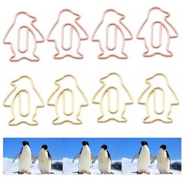 Upquzzfy 40 Pcs Metal Penguin-Shaped Paper Clips Set - Cute Paperclips for Fun Office Supplies and Party Decor (Gold, Rose Gold)
