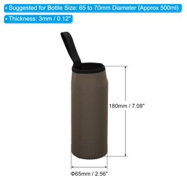 PATIKIL 65mmx180mm Water Bottle Sleeve, 4 Pack Neoprene Insulated Bottle Bag Holder Carrier Pouch with Finger Strap, Coffee