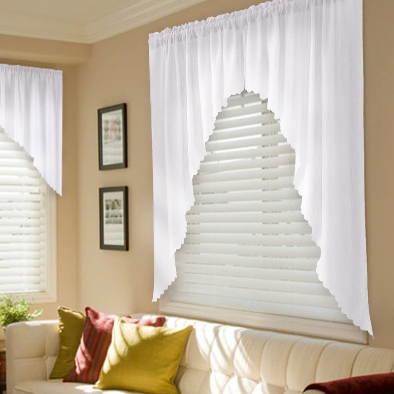 Valea Home Soft Burlap Look Swag Curtains Rustic Natural Rod