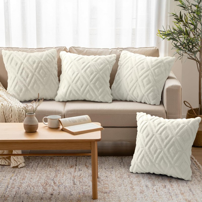 decorUhome Pack of 4 Faux Fur Throw Pillow Covers 18x18,