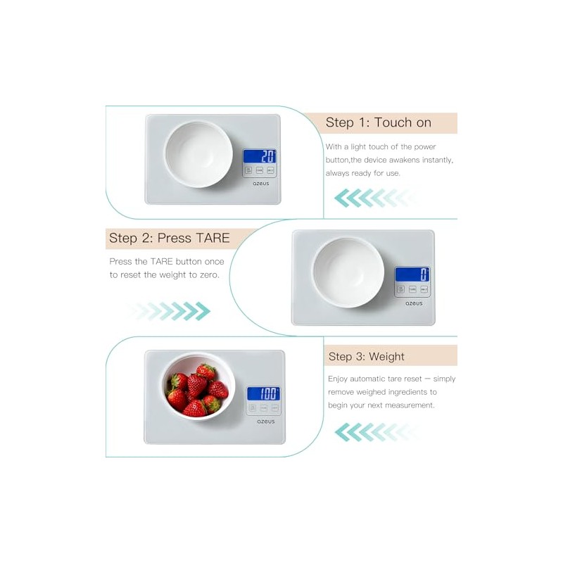 AZEUS Food Scale with USB Rechargeable, Digital Kitchen Scale with