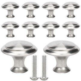 oumuik Furniture Knobs, Furniture Knobs, Pack of 10, Silver Drawer Knobs, Cupboard Knobs, Round Style
