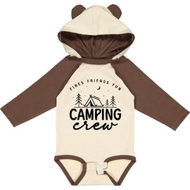 inktastic Camping Crew Long Sleeve Creeper 12 Months Natural & Brown W Ears 4596d