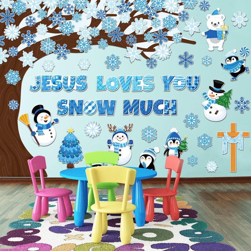 Zonon 114 Pcs Winter Bulletin Board Decorations Christmas Christian Tree