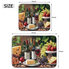 Dish Drying Mat, Red Wine Pattern Drying Mat Absorbent Reversible Washable Dish Drainer Mats Heat Resistant Dish Drying Pad for Kitchen Counter, 18x24inch