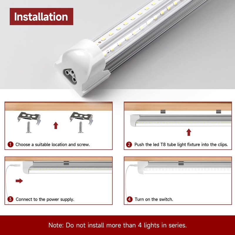 Kihung 3FT LED Shop Light Fixture,Upgrade V Shape T8 Tube