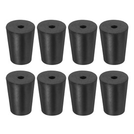 sourcing map Rubber Tapered Plug 14mm to 19mm Solid Test Tubes Bungs Stopper with Hole Black for Lab Home 8 Pieces