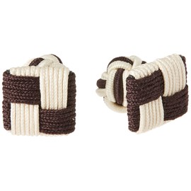 Dress Code 101 CF-GUMSQUARE Men's Cufflinks, Elastic Cuffs, Square, Business, Wedding, S83 Black & Beige