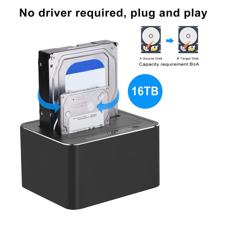 Hard Drive Docking Station USB3.0 Aluminium Alloy 7+15Pin SATA 5Gbps