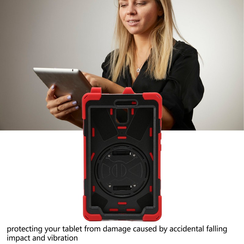 Tablet Case Silicone Hard PC Precise Cutouts Adjustable Strap Rotating