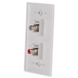 RCA Wall Plate, HTTX White 2-Port RCA Wall Plate with Removable F/F RCA Keystone Jack Inserts for L/R Stereo Speakers