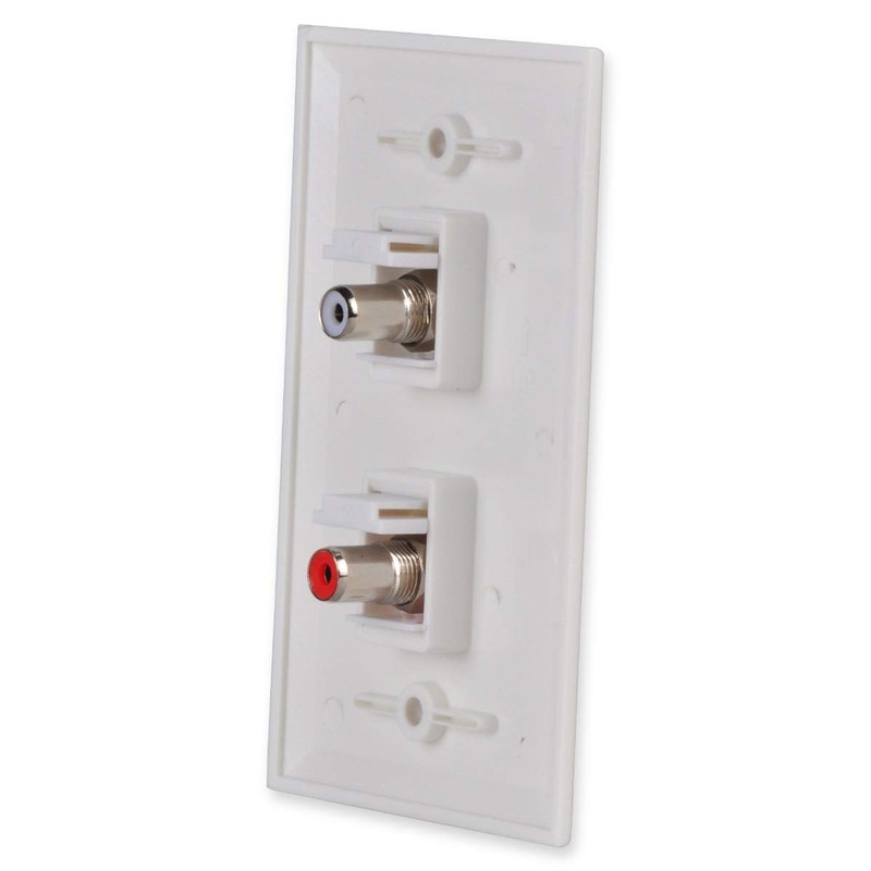RCA Wall Plate, HTTX White 2-Port RCA Wall Plate with