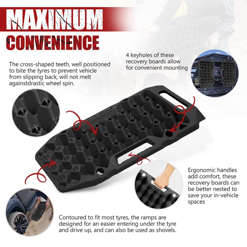 BUNKER INDUST Offroad Traction Boards with Jack Base,Multifunctional Extendable Recovery