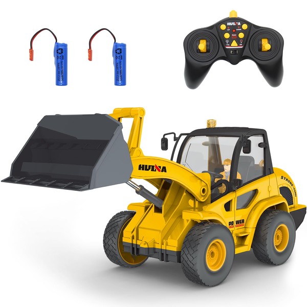 fisca Remote Control Front Loader 1/24 RC Front Loader Bulldozer 9 Channel Construction Vehicle Toy with Light for Kids Age 8 9 10 Up Years Old