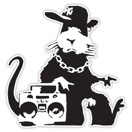 Pack of 4 Banksy Rat Ghetto Design | Wall Art Graffiti Vinyl Sticker | Urban Art Window, Car, Laptop Decal (Small - 5x5cm)