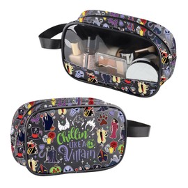 ZJXHPO Villains Clear Makeup Bag Chillin is Like A Villain PU Leather Cosmetic Bag with Handle Witch Evil Queen Gift (C-Villain PU)