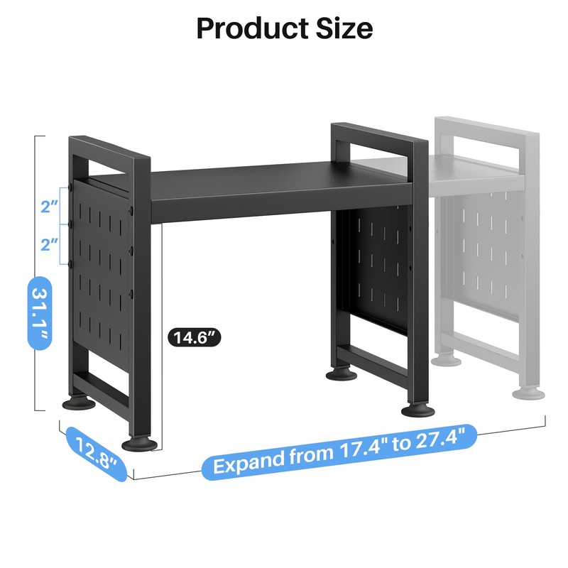 Expandable Microwave Stand Countertop, 2-Tier Adjustable Microwave Oven Rack with